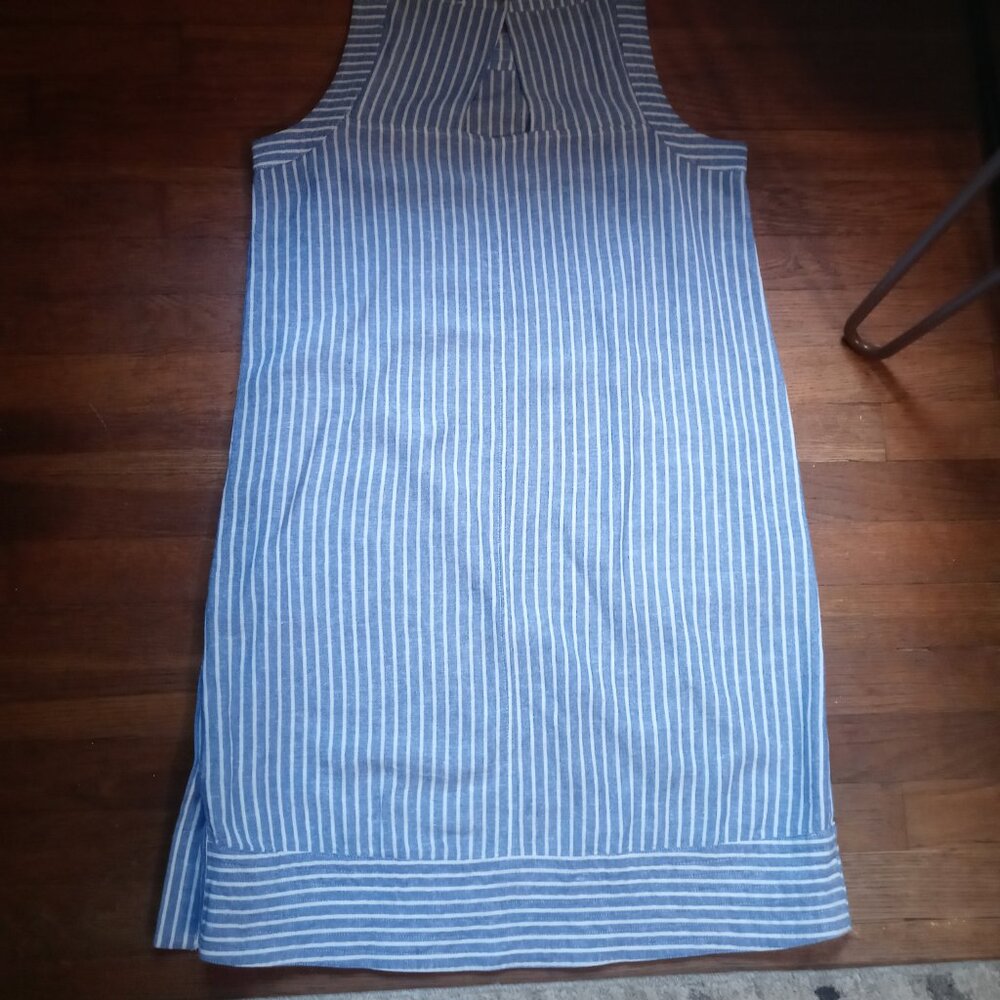 FOR CYNTHIA linen blend sleeveless shift dress in stripe (L) - Picture 14 of 15
